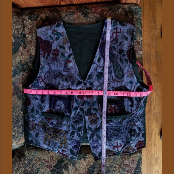 COPY - Rare, vintage 80s, vest  embroidered animals, cotton, unisex M, L, XL - Picture 5 of 5